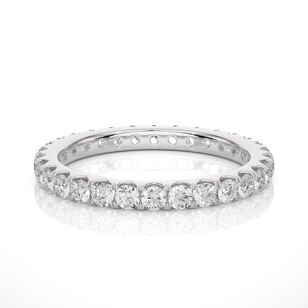 1.04 CT Round Lab Grown Diamond Micro Pave Eternity Ring | 30 Stone Gold Band