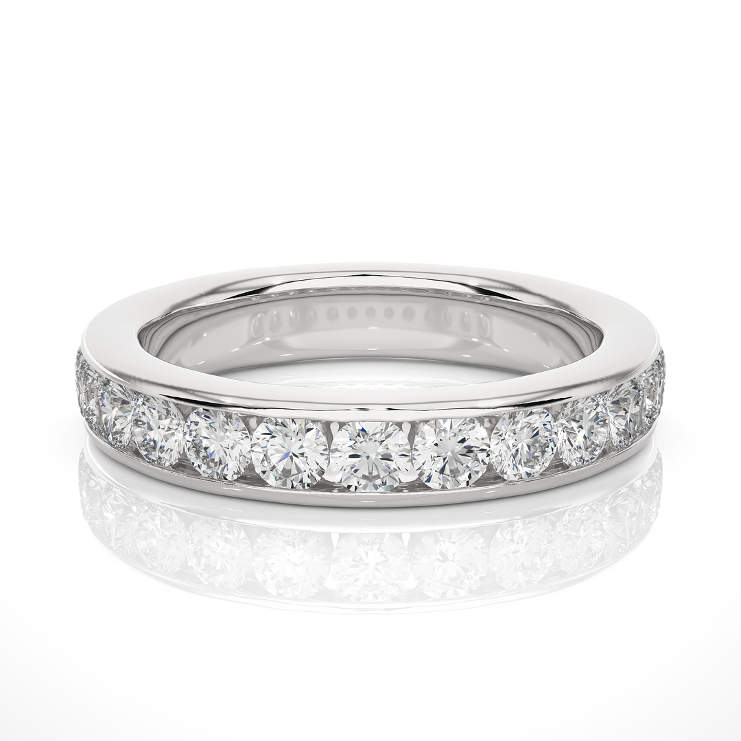 0.96 CT Round Cut Lab Grown Diamond Channel Set Band  13 Stone IGI Certified