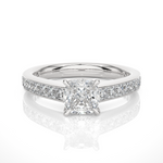 Load image into Gallery viewer, 2.12 CTW Cushion Cut Lab-Grown Diamond Engagement Ring with Princess Channel Set Accents
