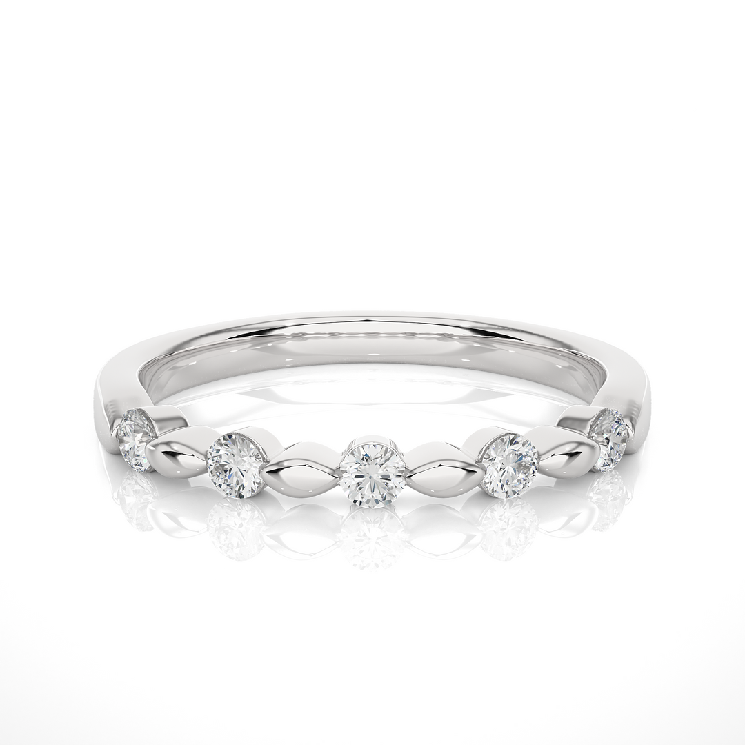0.26 CT Round Cut Lab Grown Diamond Marquise-Style 5 Stone Ring  IGI Certified
