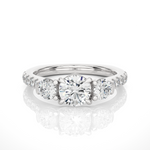 Load image into Gallery viewer, 1.55 CT Round Center with Round Side Lab Grown Diamond Three Stone Ring | 13 Stone Gold Band
