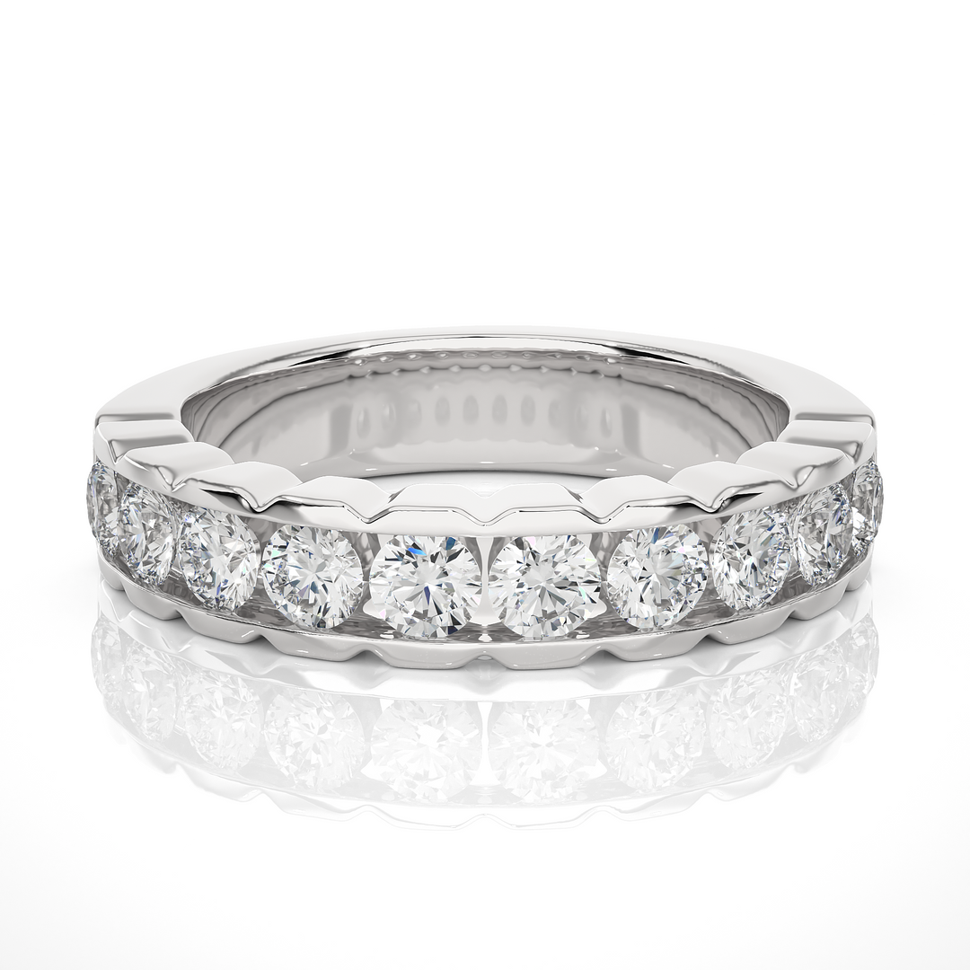 1.01 CT Round Cut Lab Grown Diamond Bold Channel Set Band  10 Stone IGI Certified
