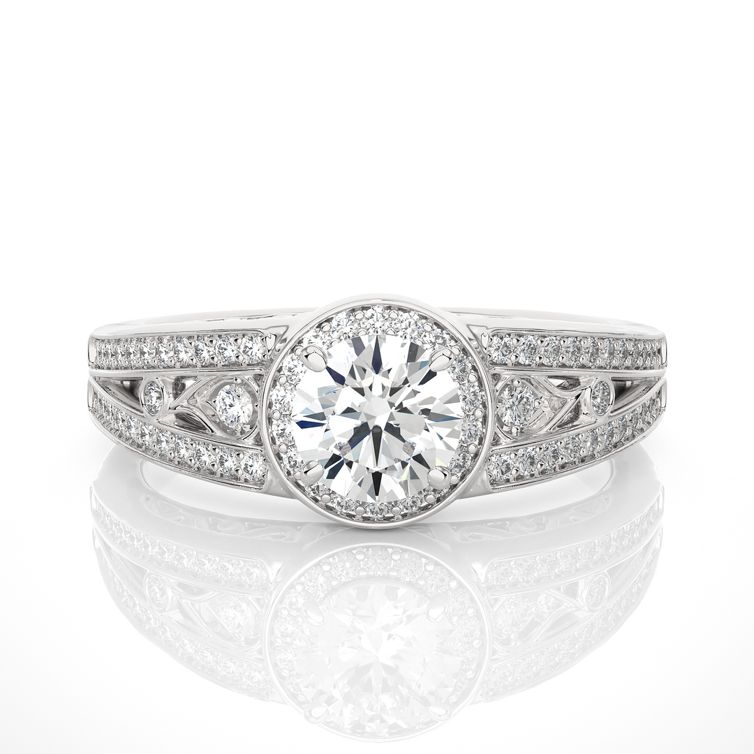 0.95 Carat Vintage Halo Lab-Grown Round Diamond Ring | Timeless Elegance