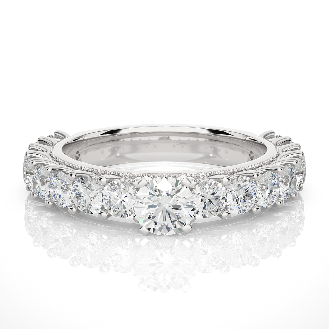 2.53 CTW Round Lab-Grown Diamond Engagement Ring with Milgrain Detailing E-F / VVS-VS
