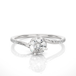 Load image into Gallery viewer, 0.84 CTW Round Lab-Grown Diamond Twisted Engagement Ring E-F / VVS-VS
