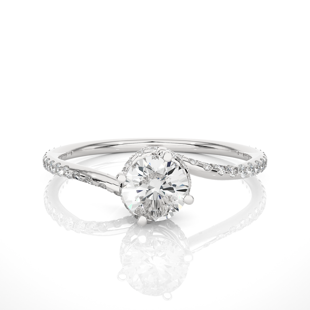 0.84 CTW Round Lab-Grown Diamond Twisted Engagement Ring E-F / VVS-VS