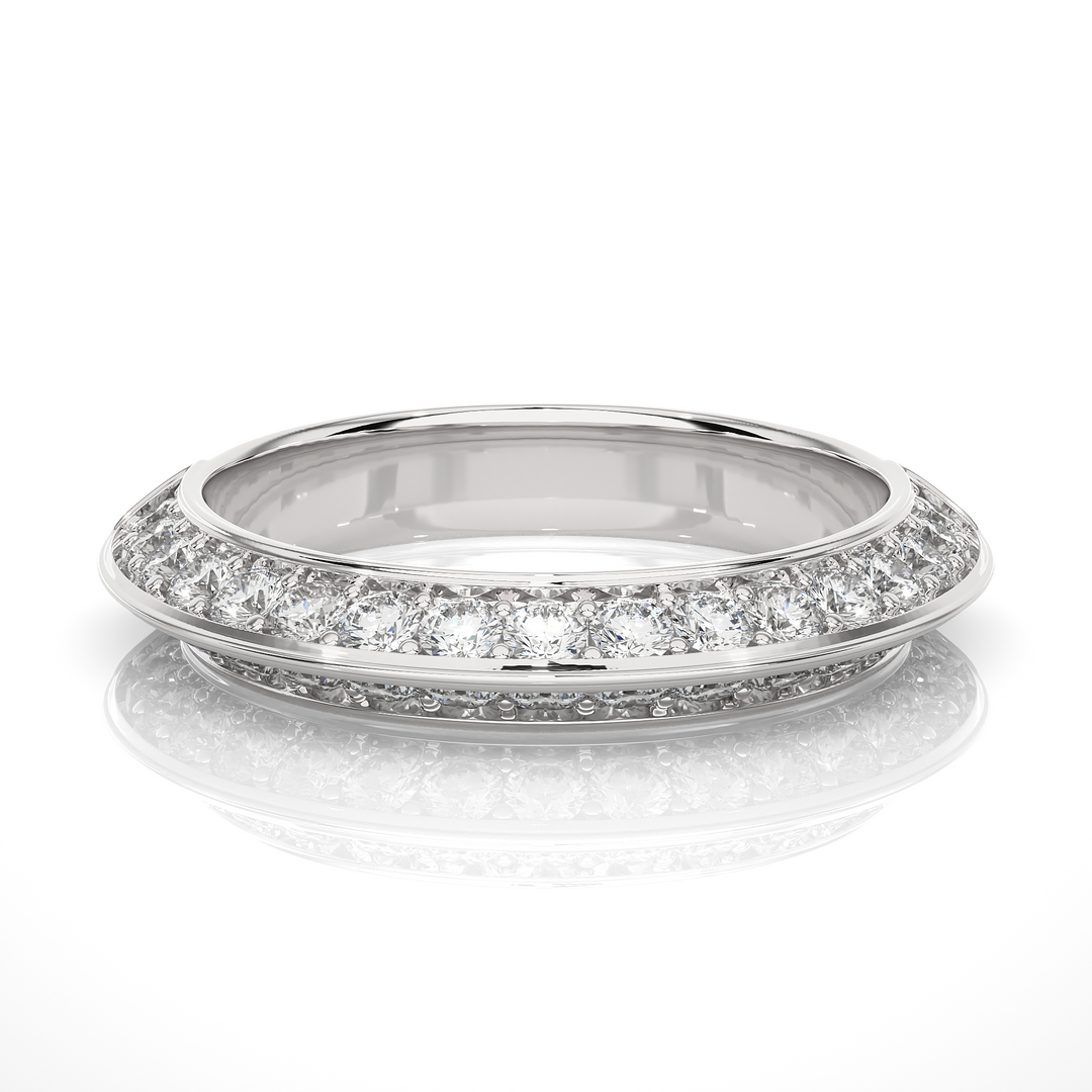1.02 CT Round Cut Lab Grown Diamond Two Row Band  34 Stone IGI Certified