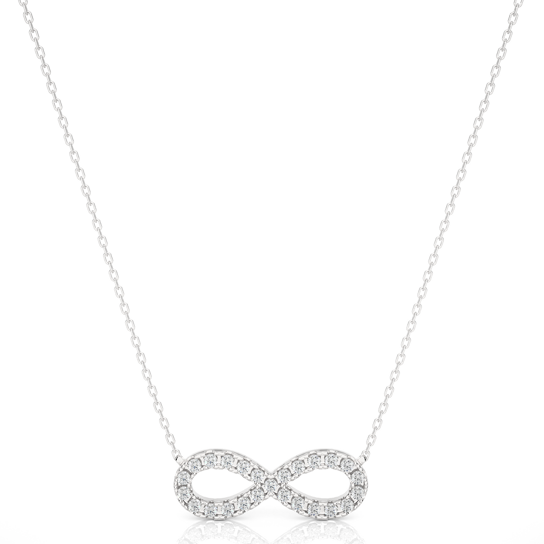 0.39 CT Lab-Grown Diamond Infinity Pendant Necklace | Solid Gold | 25 Round Diamonds