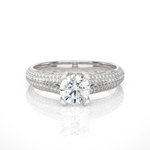 Load image into Gallery viewer, 1.13 CTW Round Lab-Grown Diamond Engagement Ring with Four-Row Pave Set E-F / VVS-VS
