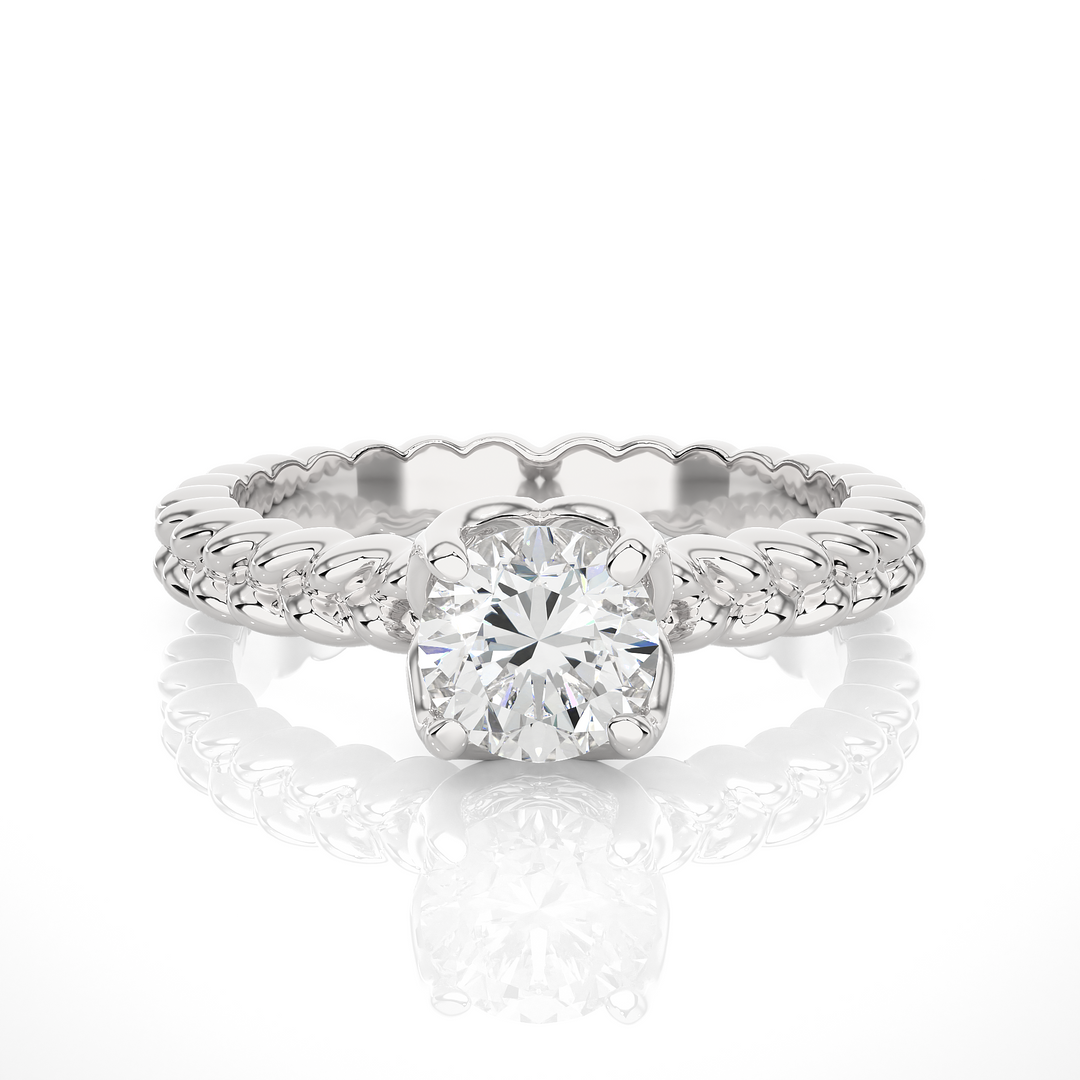 0.98 CT Round Lab Grown Diamond Solitaire Engagement Ring | Gold Band
