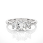Load image into Gallery viewer, 0.96 CT Princess Cut Three Stone Lab Grown Diamond Ring | 3 Stone Gold Band
