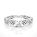 Load image into Gallery viewer, 0.67 CT Round Lab Grown Diamond Vintage Milgrain Ring | 13 Stone Gold Band
