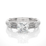 Load image into Gallery viewer, 1.50 Carat Three Stone Lab-Grown Diamond Ring | Round &amp; Baguette Unique Design
