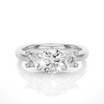 Load image into Gallery viewer, 1.39 CT Round Lab Grown Diamond Three Stone Ring | 3 Stone Gold Band
