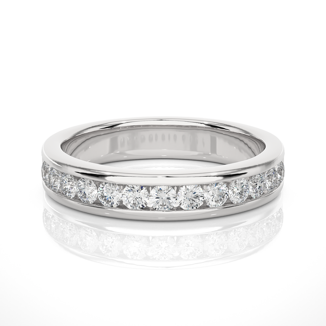 0.52 CT Round Cut Lab Grown Diamond Channel Set Band  13 Stone IGI Certified