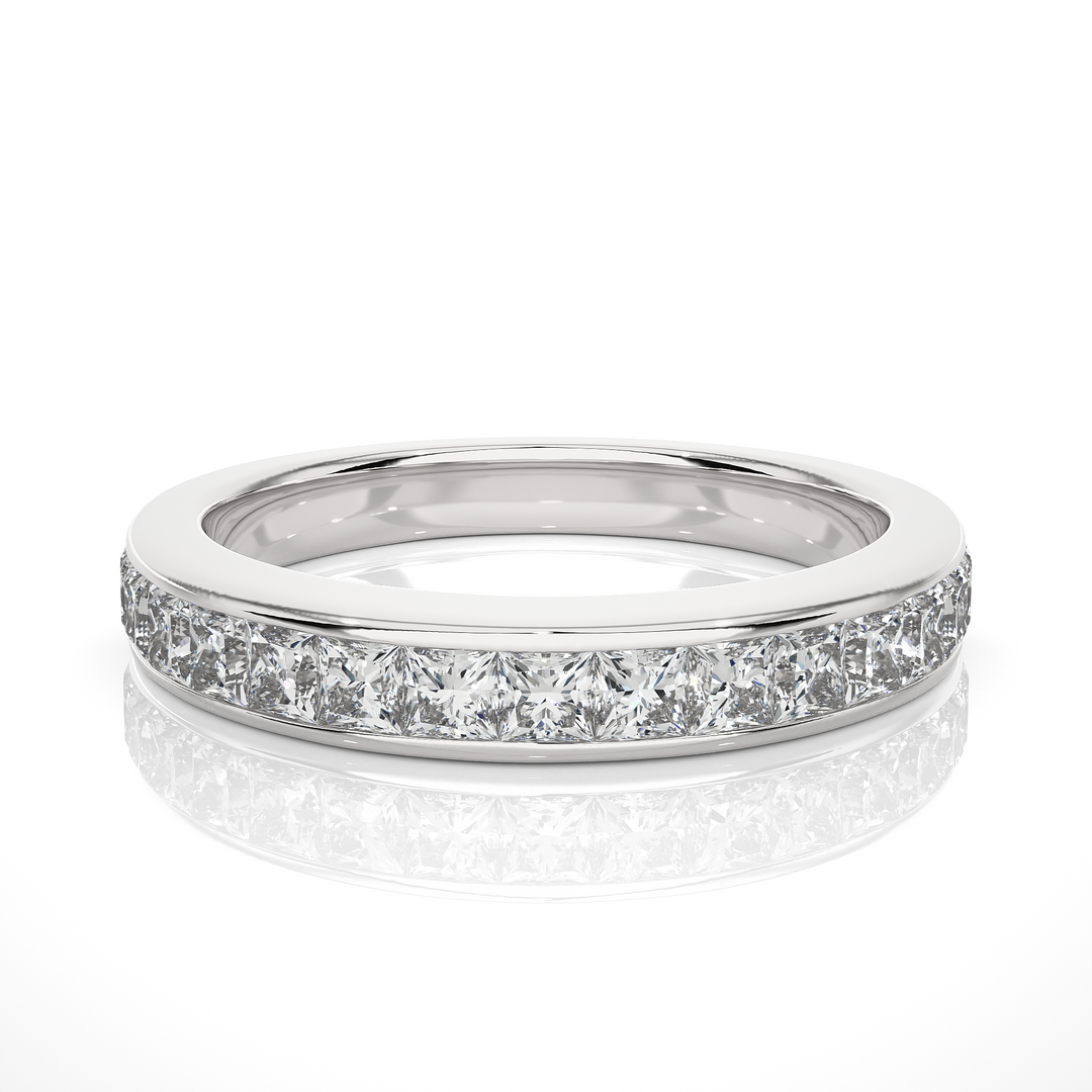 0.98 CT Princess Cut Lab Grown Diamond Eternity Band  15 Stone IGI Certified