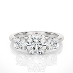 Load image into Gallery viewer, 1.62 CT Round Lab Grown Diamond Three Stone Ring | 3 Stone Gold Band
