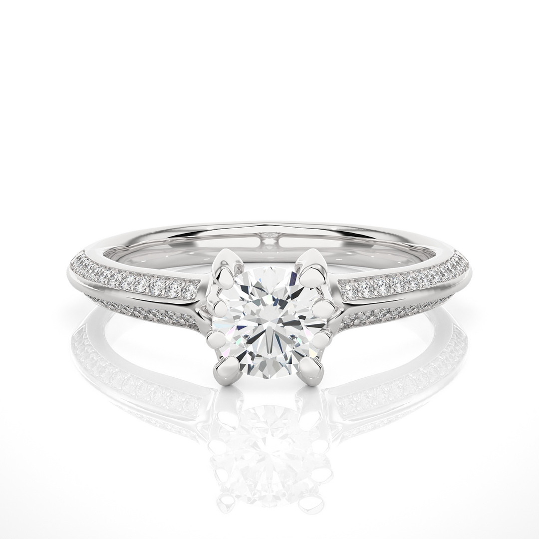 0.73 CTW Lab-Grown Diamond Pavé Engagement Ring – Round Cut