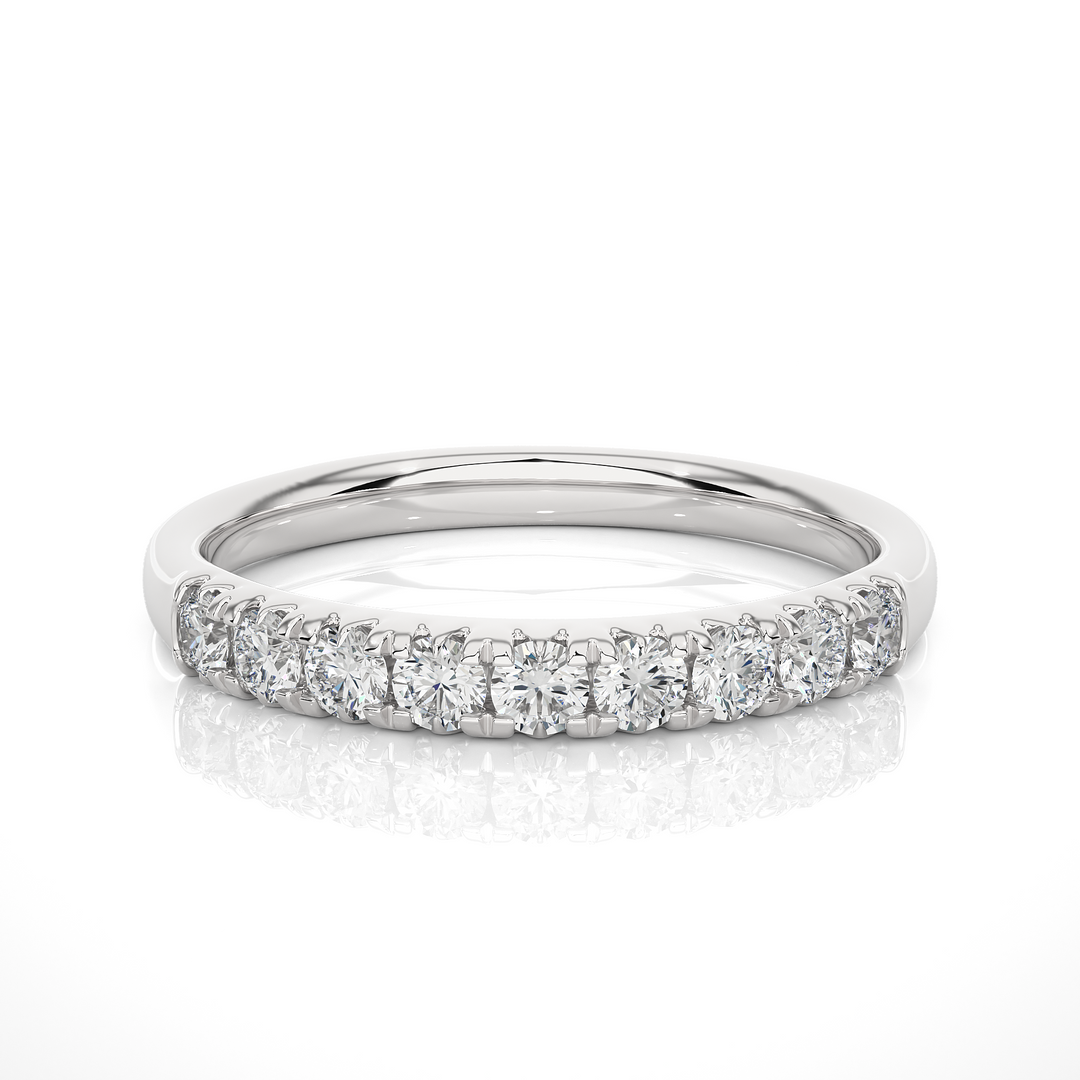 0.47 CT Round Cut Lab Grown Diamond Micro Pave Band  9 Stone IGI Certified