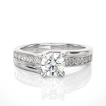 Load image into Gallery viewer, 0.97 CTW Round Lab-Grown Diamond Twisted Engagement Ring with Claw &amp; Channel Set E-F / VVS-VS
