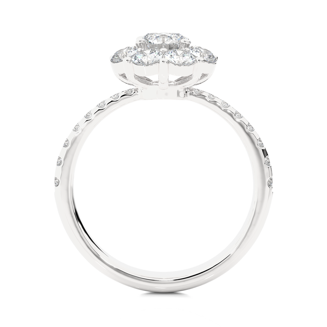 1.64 CT Round Diamond Halo Lab Grown Ring with 25 Stones
