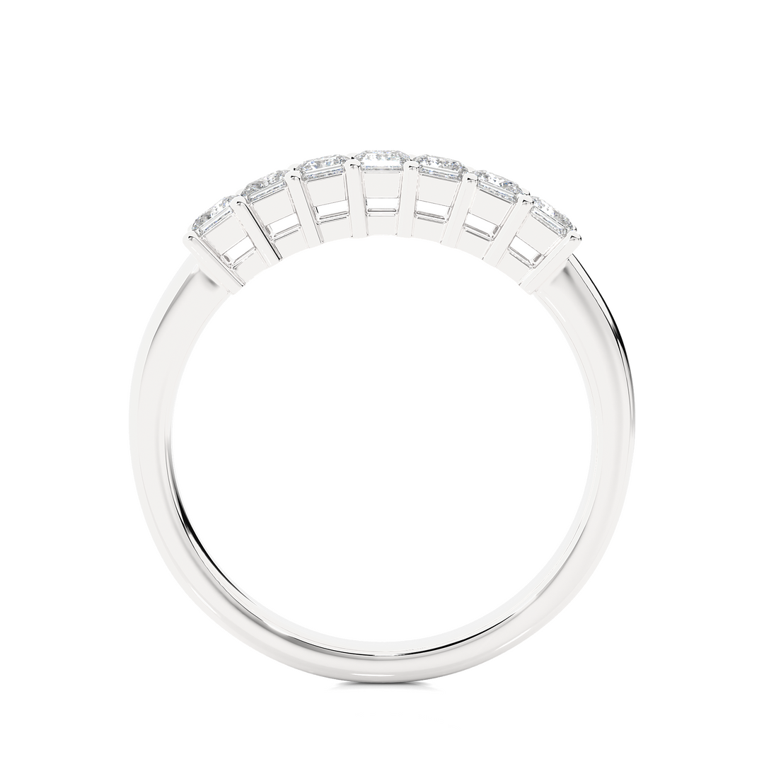 0.50 CT Princess Cut Lab Grown Diamond Prong Set Band  7 Stone IGI Certified