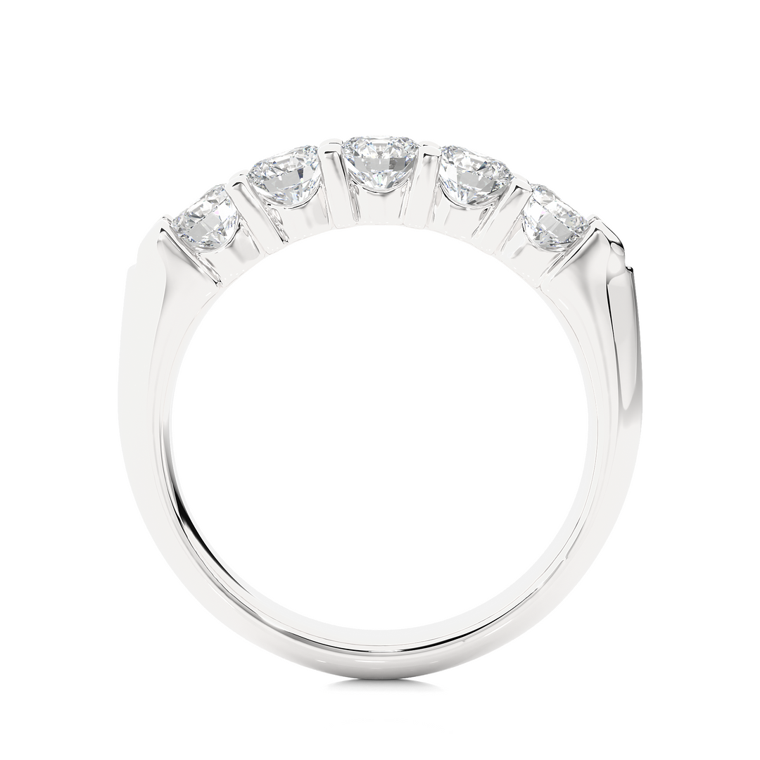 1.11 CT Round Cut Lab Grown Diamond Band  5 Stone IGI Certified