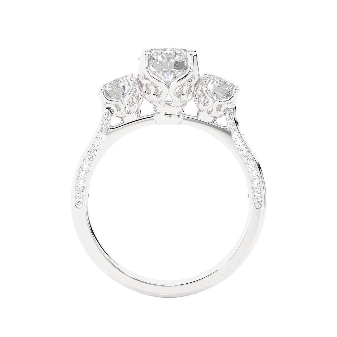 1.91 CT All Round Lab Grown Diamond Three Stone Ring | 55 Stone Gold Band