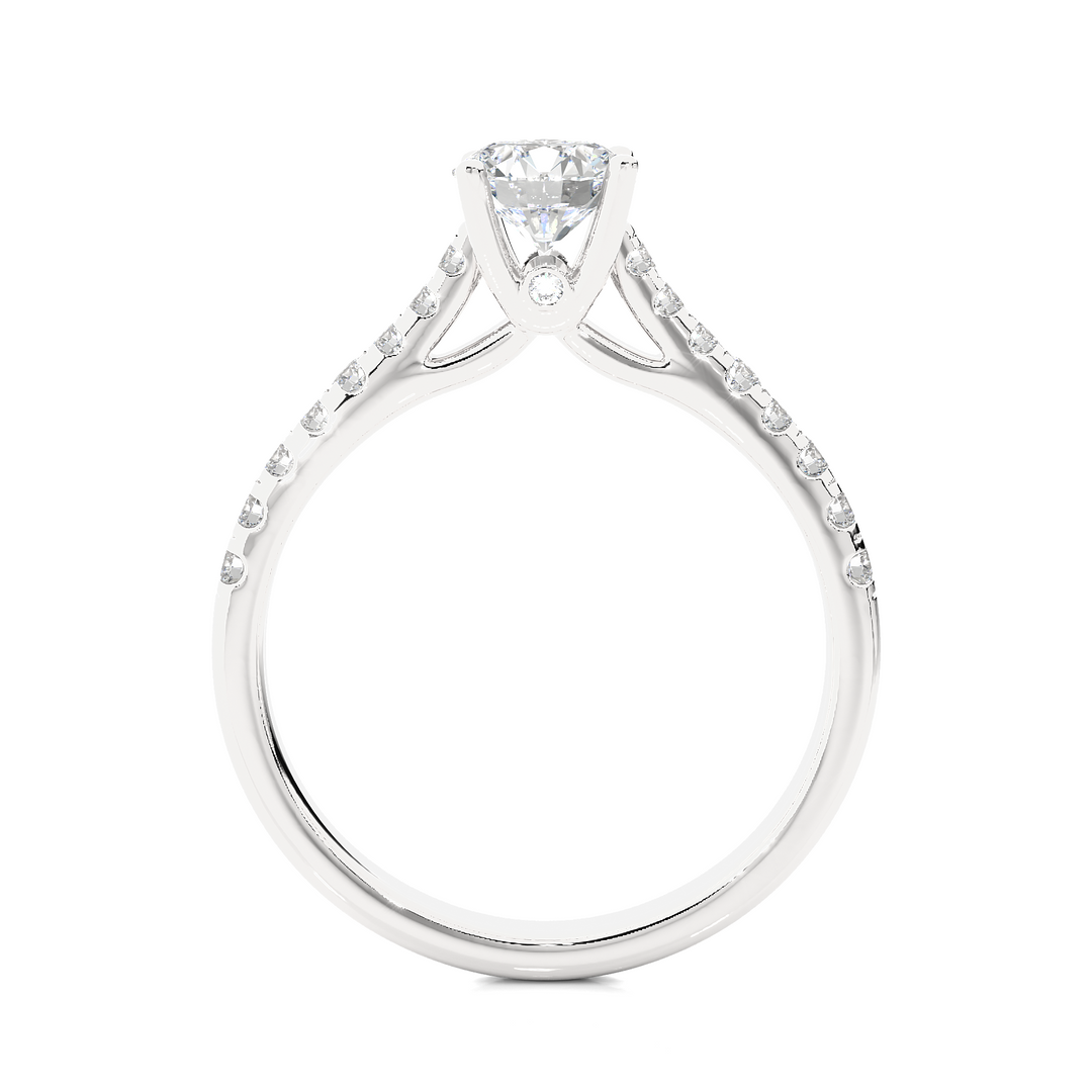 0.85 CTW Round Lab-Grown Diamond Engagement Ring with Claw, Bezel & Micropave Set E-F / VVS-VS