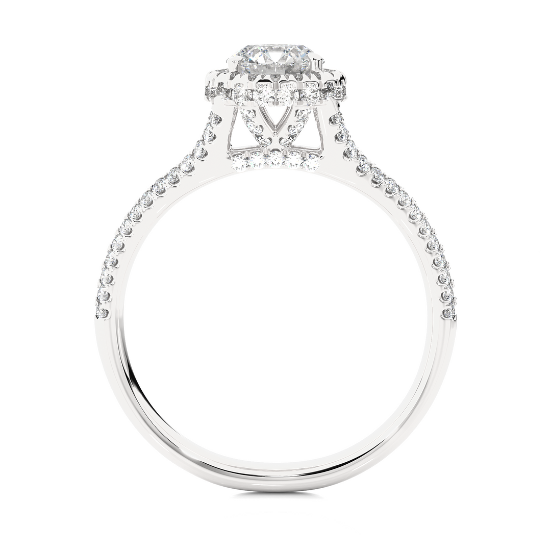 1.07 CT Split Shank Halo Lab Grown Round Diamond Ring with 115 Stones