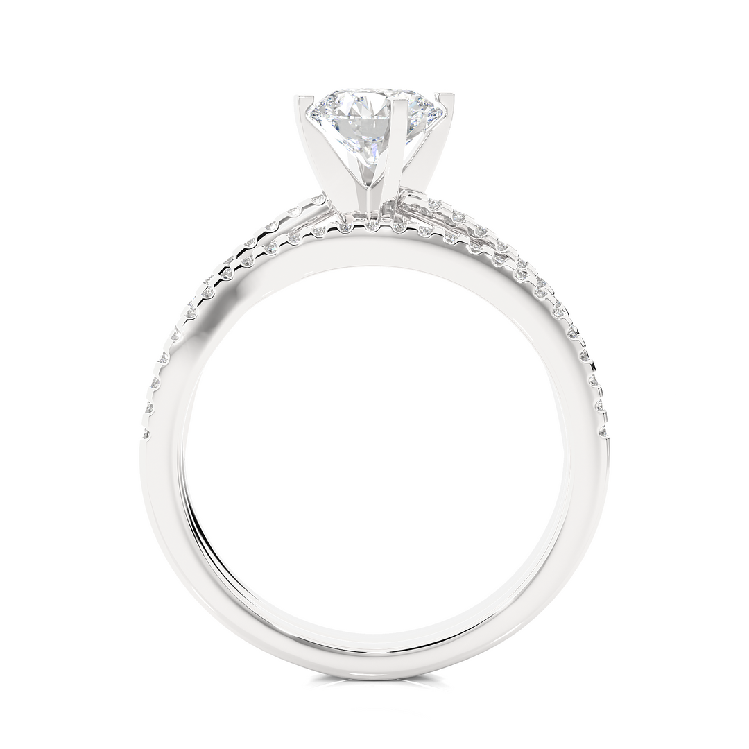 0.72 CT Round Lab Grown Diamond Half Eternity Matching Wedding Band | 52 Stone Gold Band