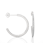 Load image into Gallery viewer, Thin Round Lab Grown Diamond Half-Hoop Earrings 0.38 CTW – 70 Stones, 10K 14K 18K White Yellow Rose Gold, IGI Certified

