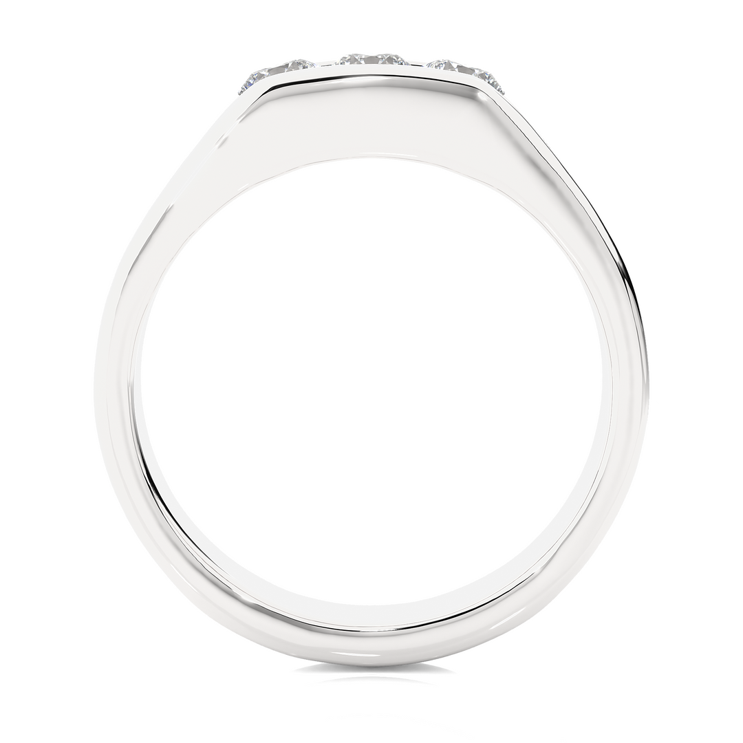 0.52 CT Men’s Three Stone Lab Grown Diamond Ring | 3 Stone Gold Band