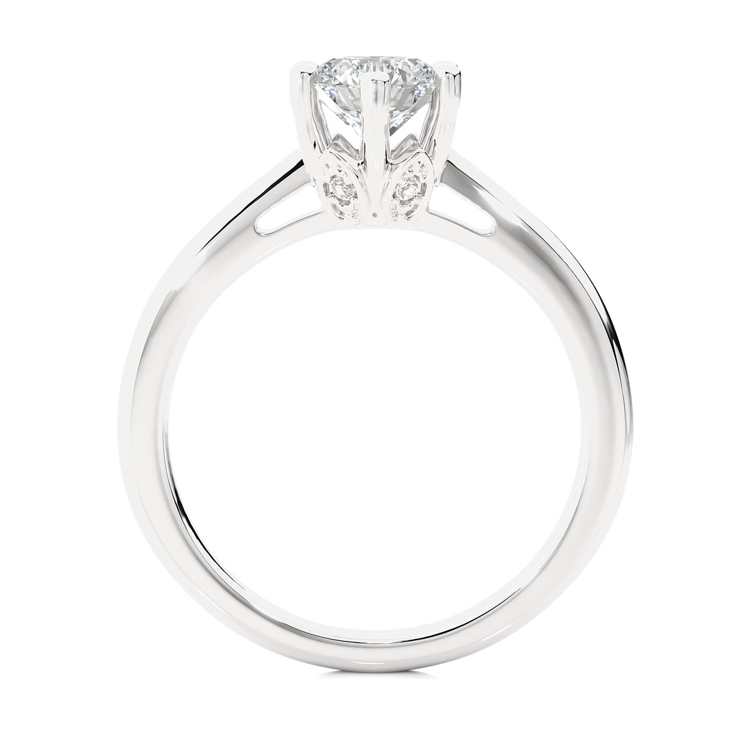 1.05 CT Round Lab Grown Diamond 5 Stone Engagement Ring | Six Prong Gold Band