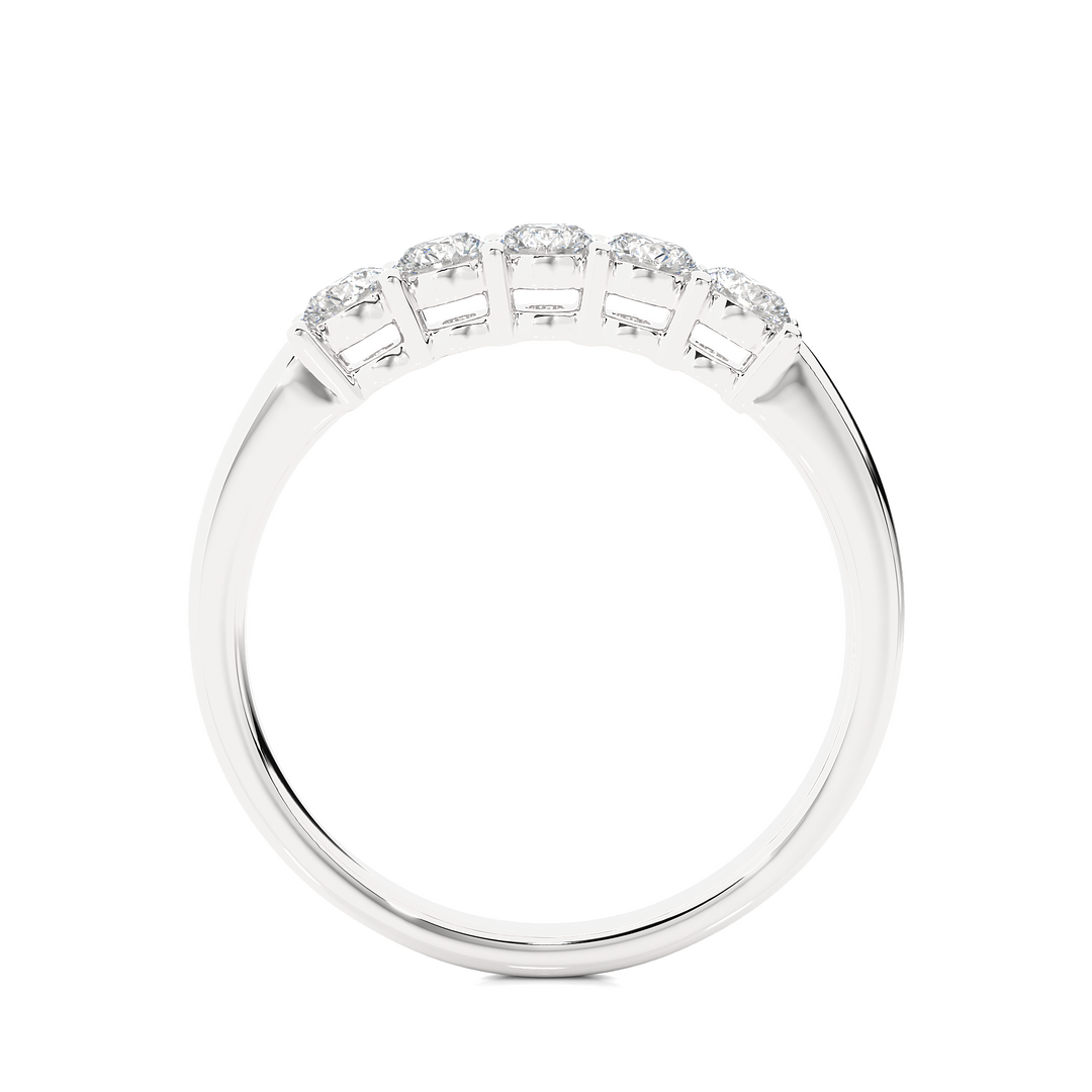 0.51 CT Round Cut Lab Grown Diamond Five Stone Prong Set Ring  IGI Certified