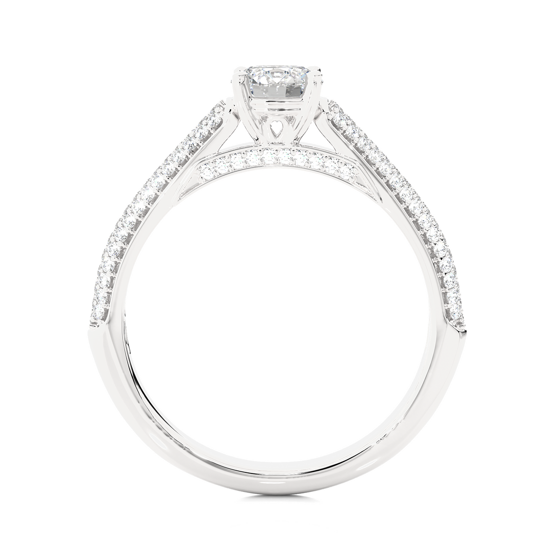 1 CTW Round Lab-Grown Diamond Engagement Ring with Three-Row Thin Pave Band E-F / VVS-VS