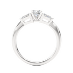 Load image into Gallery viewer, 0.99 CT Round Center with Pear Side Lab Grown Diamond Three Stone Ring | 3 Stone Gold Band
