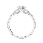 Load image into Gallery viewer, 1.45 CT Round Center with Round Side Lab Grown Diamond Three Stone Ring | 105 Stone Gold Band
