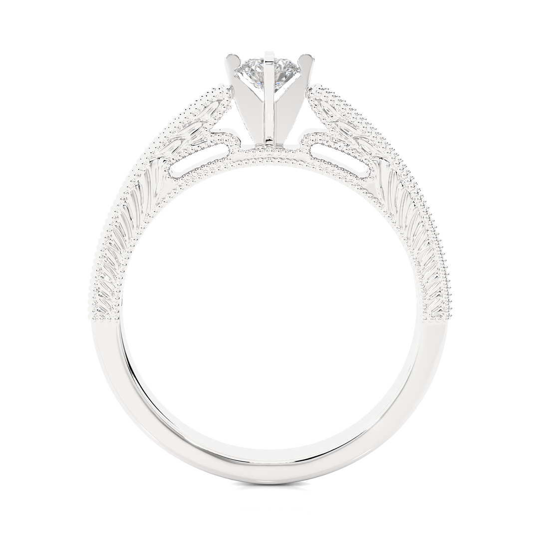 0.48 CTW Round Lab-Grown Diamond Engagement Ring with Milgrain Detailing E-F / VVS-VS