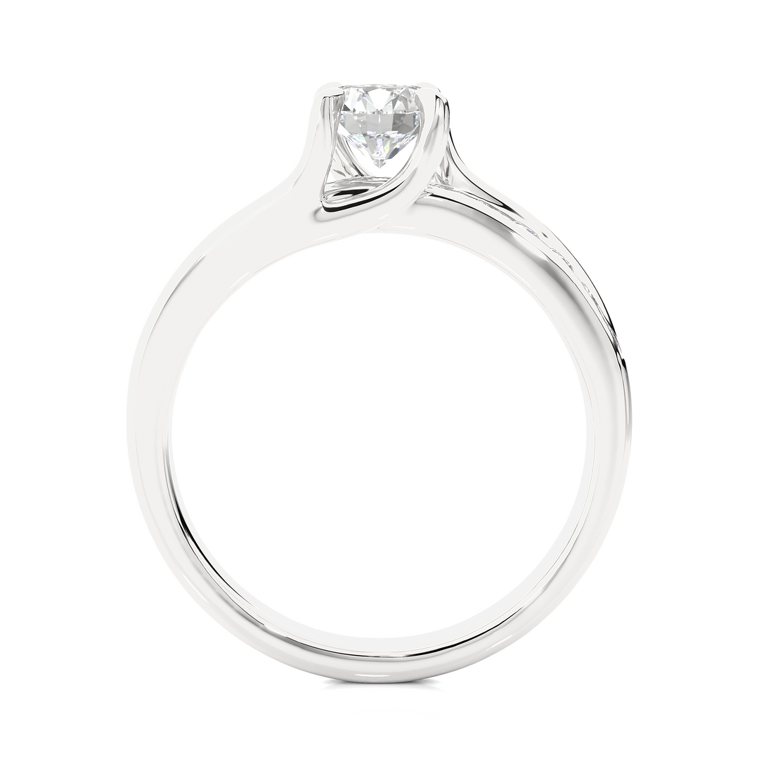 0.97 CTW Round Lab-Grown Diamond Twisted Engagement Ring with Claw & Channel Set E-F / VVS-VS