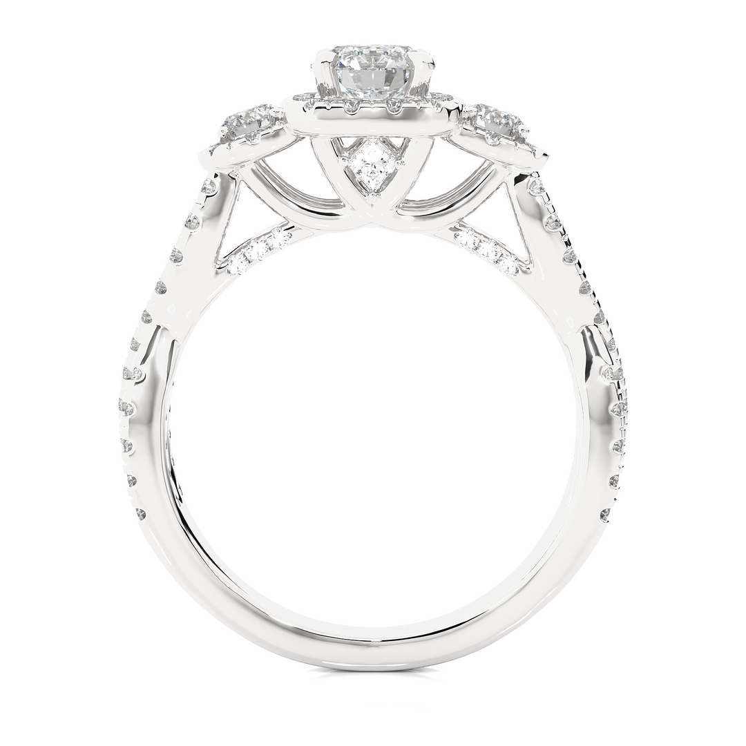 1.35 Carat Three Stone Lab-Grown Diamond Ring | Round with Hidden Princess Accent