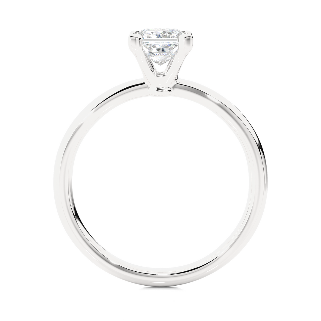 0.78 CT Princess Cut Lab Grown Diamond Solitaire Engagement Ring | Four Prong Gold Band
