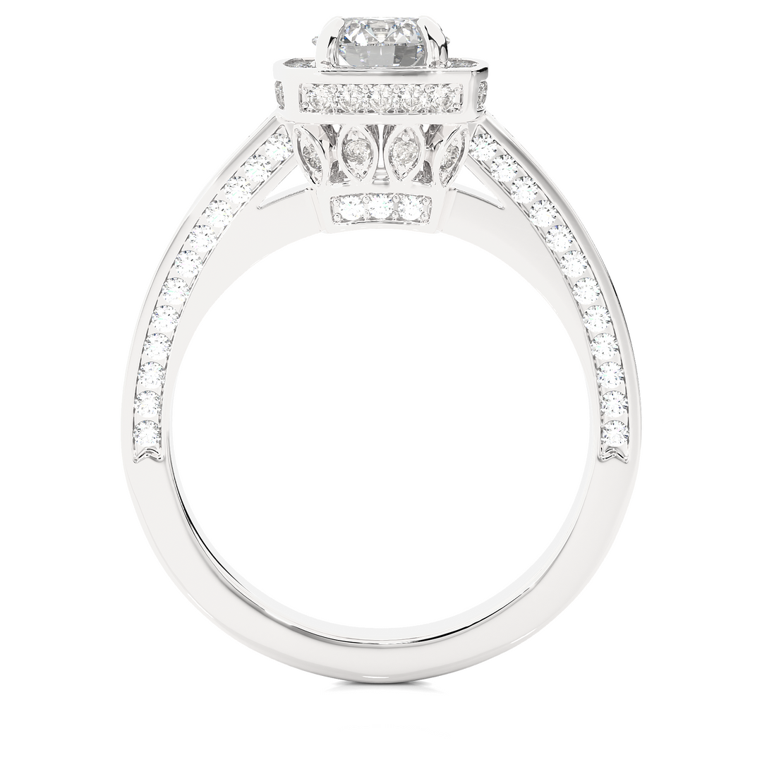 1.42 CT Round Diamond Halo Lab Grown Ring with 117 Stones