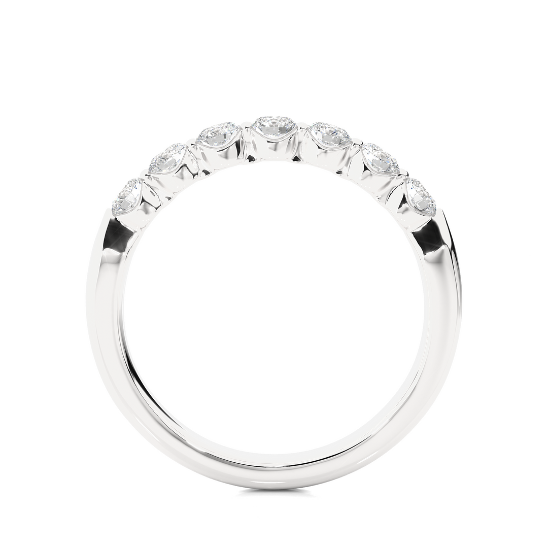 0.52 CT Round Cut Lab Grown Diamond Bar Set Band  7 Stone IGI Certified