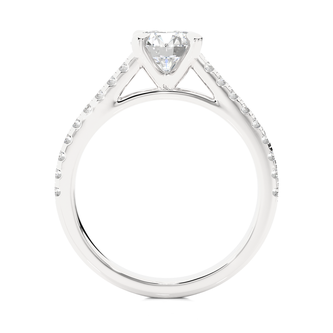 1.36 CTW Round Lab-Grown Diamond Engagement Ring with Claw & Micropave Set E-F / VVS-VS