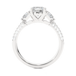 Load image into Gallery viewer, 1.43 CT Round Center with Trillion &amp; Round Side Lab Grown Diamond Three Stone Ring | 43 Stone Gold Band
