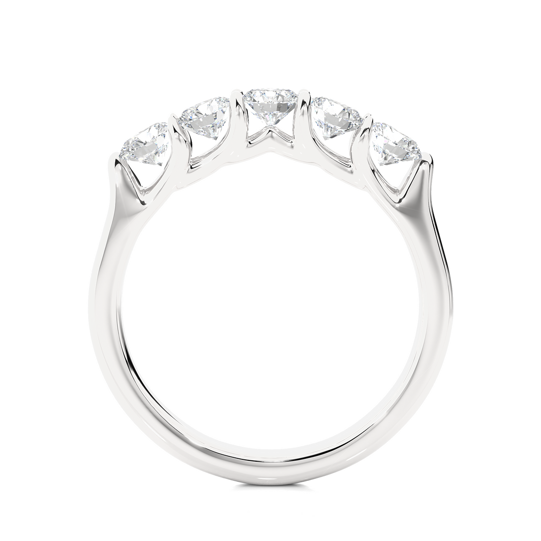 1.03 CT Round Cut Lab Grown Diamond Prong Set Band  5 Stone IGI Certified