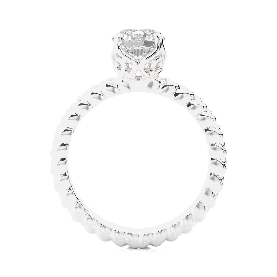 0.98 CT Round Lab Grown Diamond Solitaire Engagement Ring | Gold Band