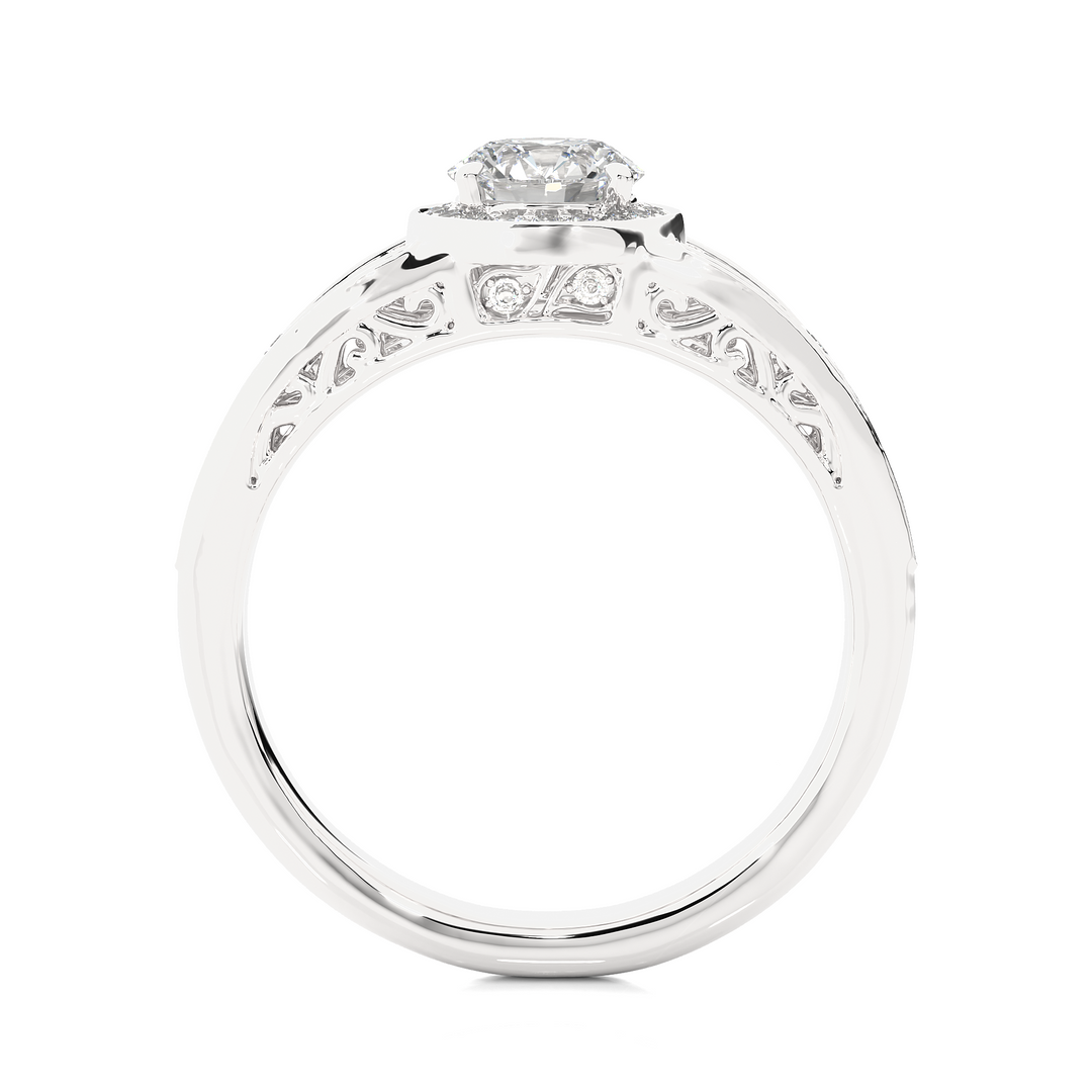 0.95 Carat Vintage Halo Lab-Grown Round Diamond Ring | Timeless Elegance