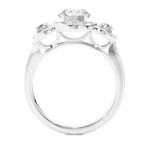 Load image into Gallery viewer, 1.43 CT Round Lab Grown Diamond Halo Ring with Milgrain &amp; Round Side Stones | 51 Stone Gold Band
